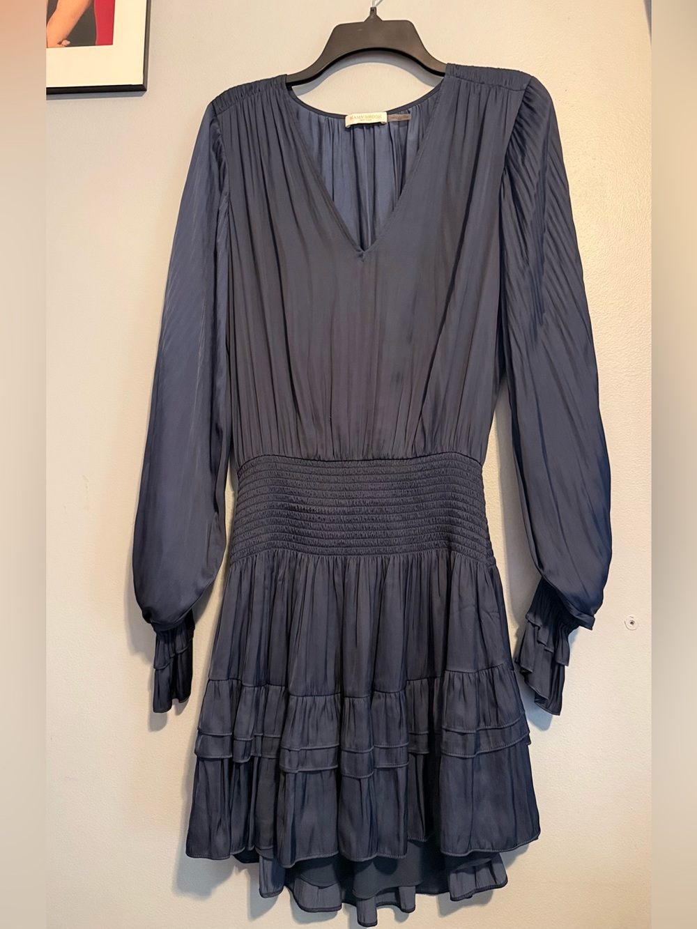 Ramy Brook Marina Mini Dress- Navy, V-Neck, Size M